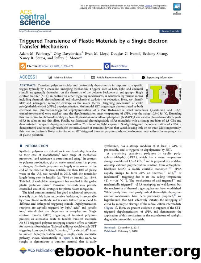 Triggered Transience of Plastic Materials by a Single Electron Transfer Mechanism by unknow