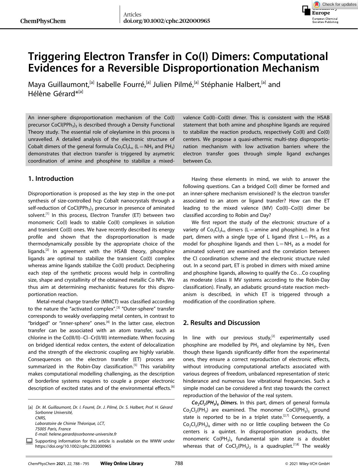 Triggering Electron Transfer in Co(I) Dimers: Computational Evidences for a Reversible Disproportionation Mechanism by Unknown