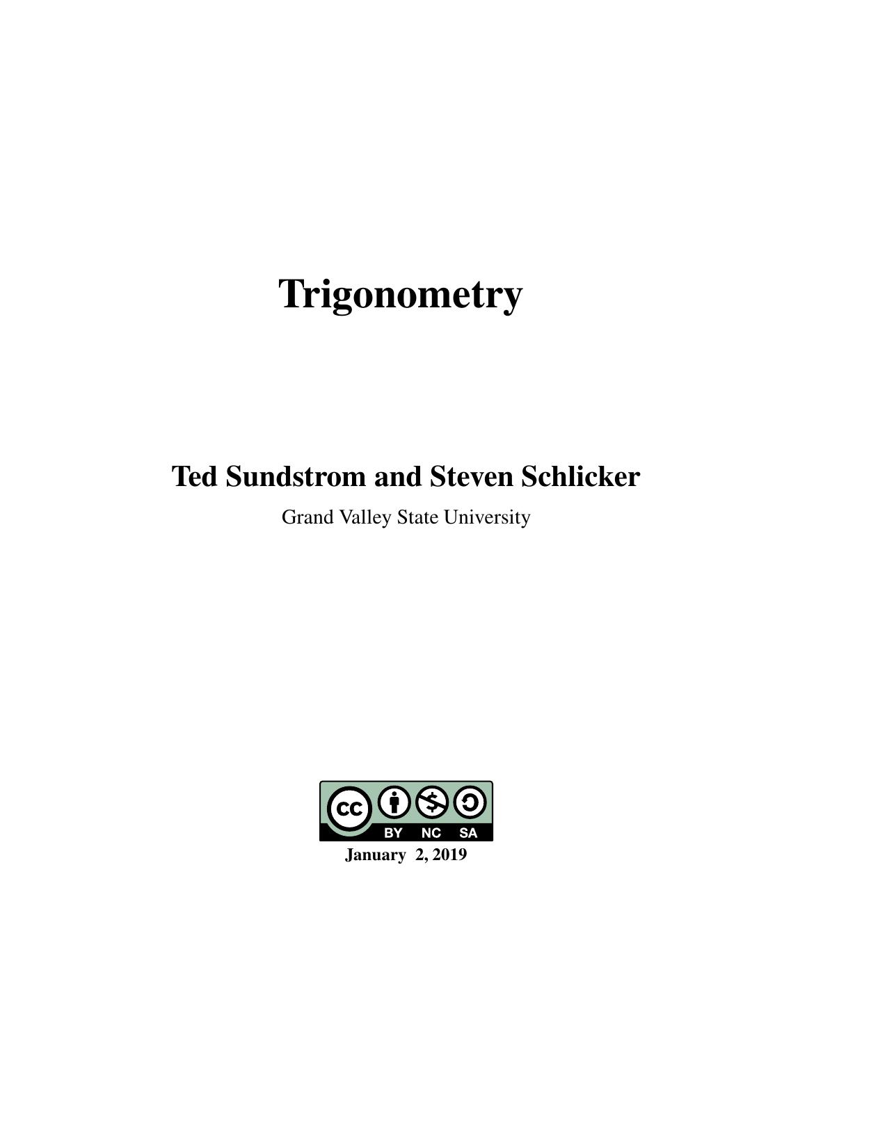 Trigonometry by Ted Sundstrom and Steven Schlicker