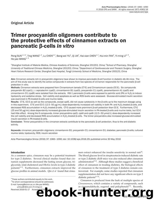 Trimer procyanidin oligomers contribute to the protective effects of cinnamon extracts on pancreatic Î²-cells in vitro by unknow