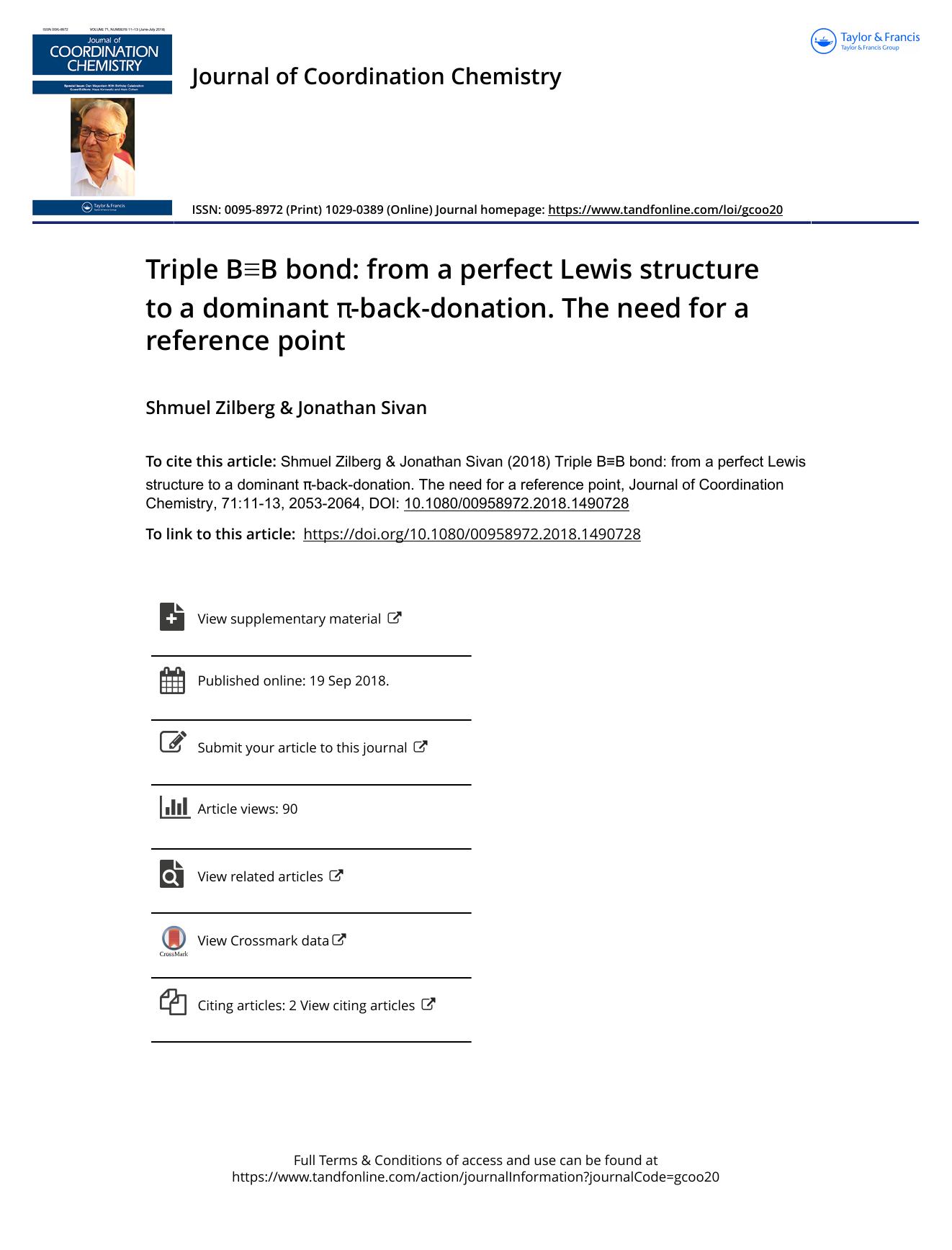 Triple Bâ¡B bond: from a perfect Lewis structure to a dominant Ï-back-donation. The need for a reference point by Zilberg Shmuel & Sivan Jonathan