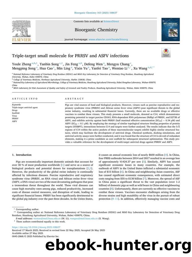 Triple-target small molecule for PRRSV and ASFV infections by unknow