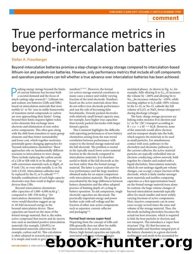 True performance metrics in beyond-intercalation batteries by Stefan A. Freunberger