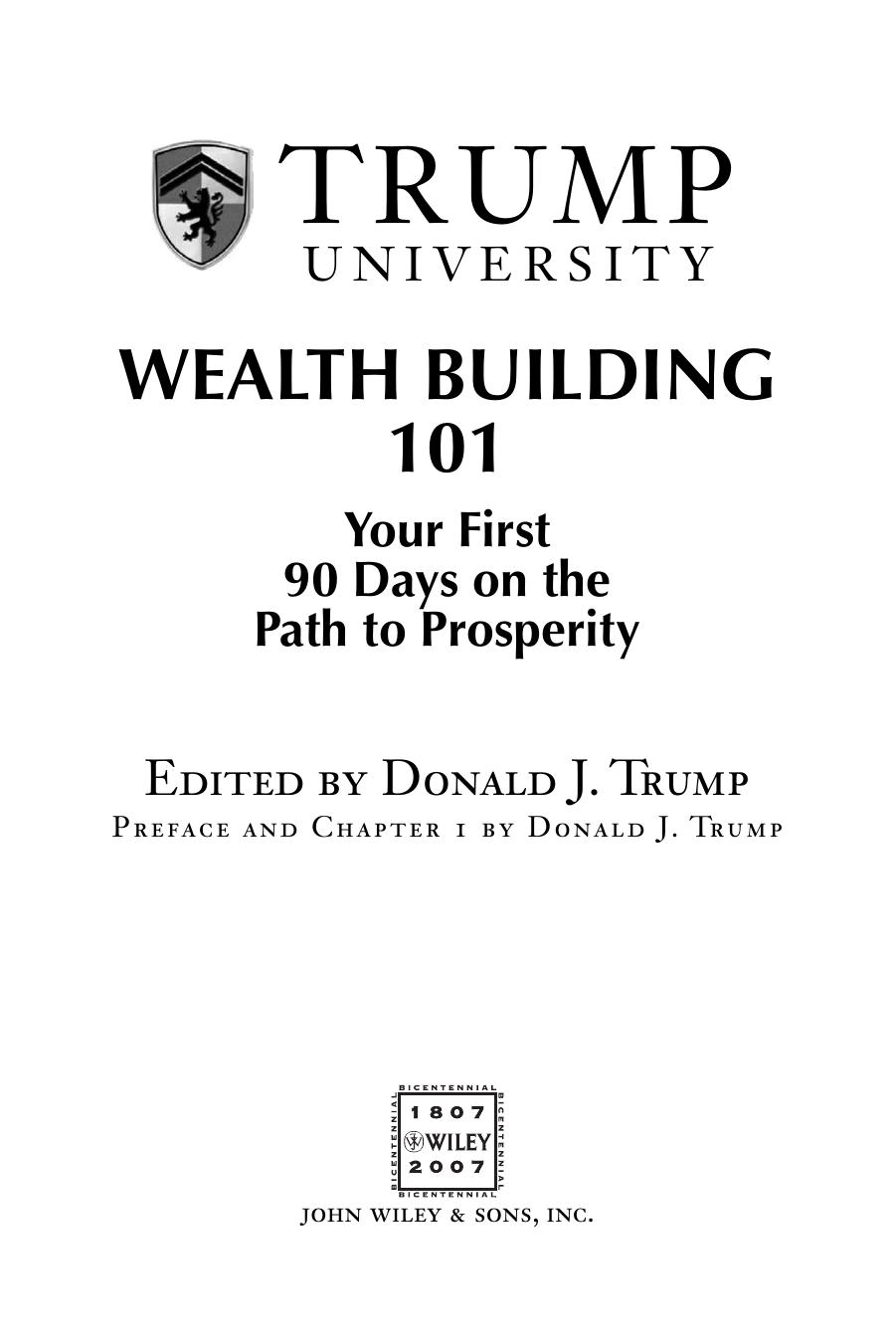 Trump University Wealth Building 101: Your First 90 Days on the Path to Prosperity by Trump Donald J