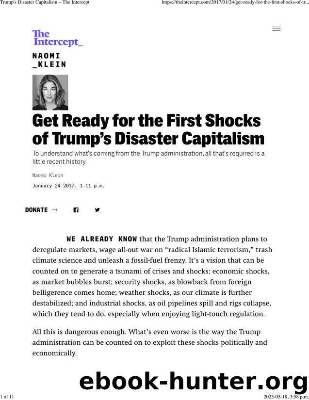 Trump's Disaster Capitalism â The Intercept by Trump's Disaster Capitalism (2017)
