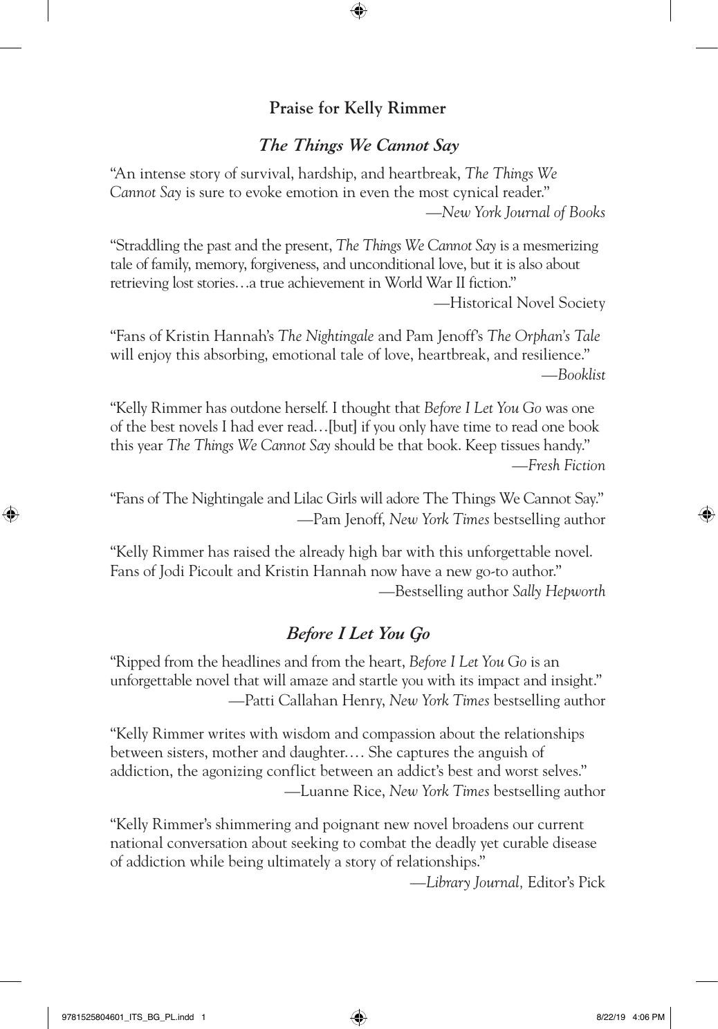 Truths I Never Told You (ARC) by Kelly Rimmer