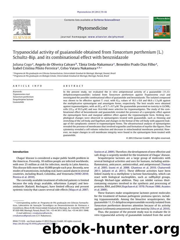 Trypanocidal activity of guaianolide obtained from Tanacetum parthenium (L.) Schultz-Bip. and its combinational effect with benznidazole by Juliana Cogo