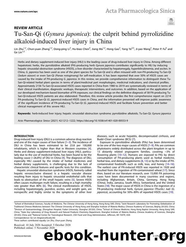Tu-San-Qi (Gynura japonica): the culprit behind pyrrolizidine alkaloid-induced liver injury in China by unknow
