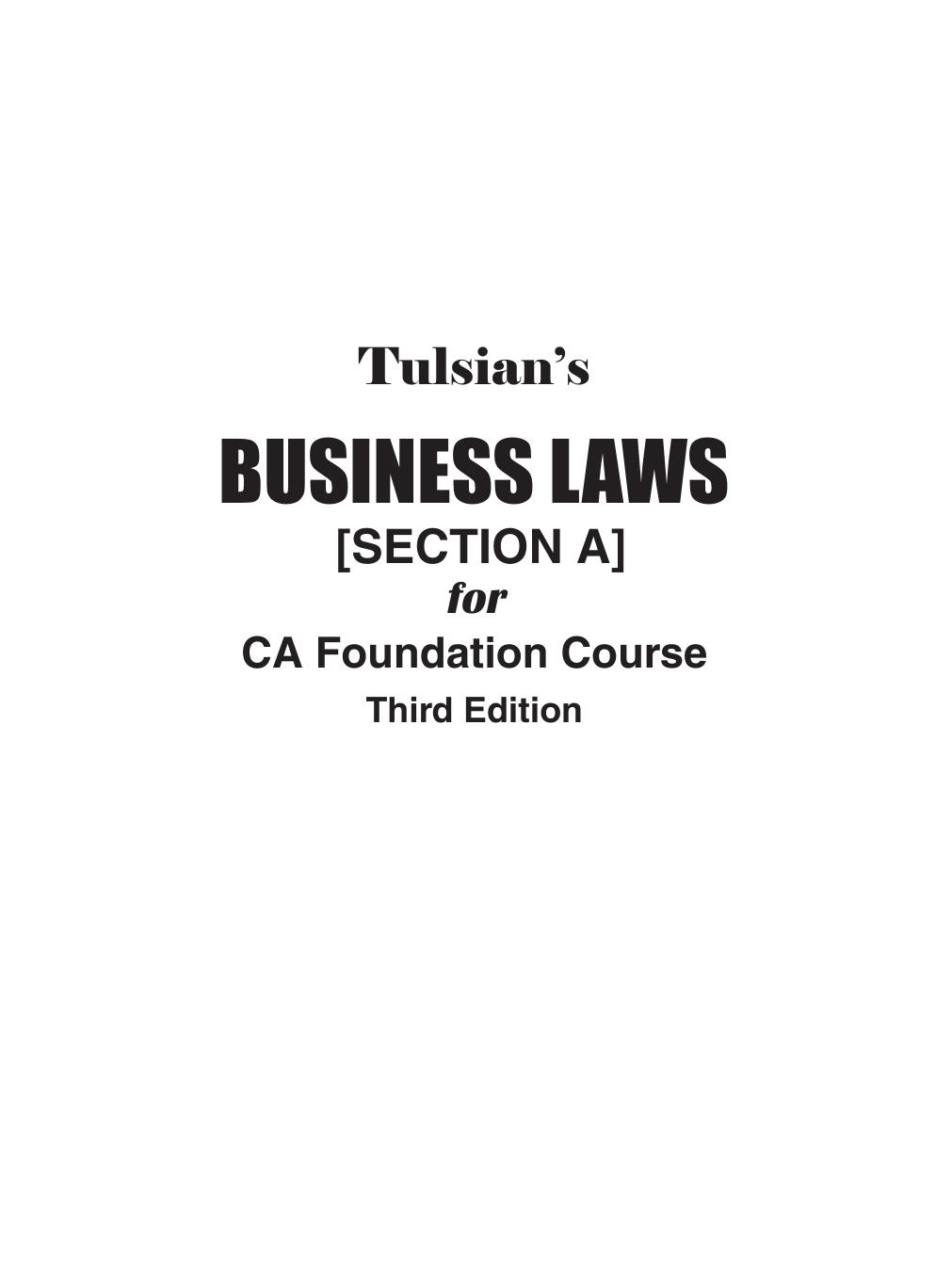 Tulsian's Business Law For Ca Foundation, 3Rd Edition by Tulsian