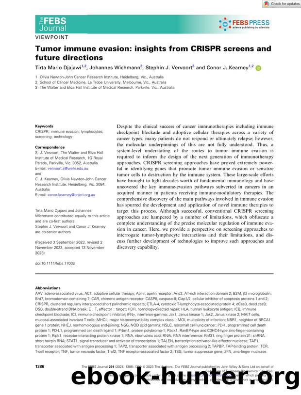 Tumor immune evasion: insights from CRISPR screens and future directions by Unknown