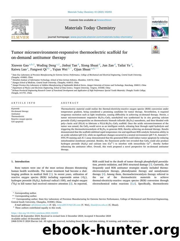 Tumor microenvironment-responsive thermoelectric scaffold for on-demand antitumor therapy by unknow