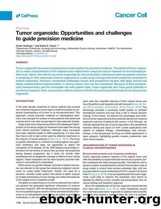 Tumor organoids: Opportunities and challenges to guide precision medicine by Vivien Veninga & Emile E. Voest