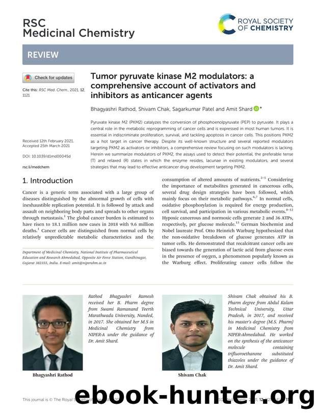 Tumor pyruvate kinase M2 modulators: a comprehensive account of activators and inhibitors as anticancer agents by Bhagyashri Rathod & Shivam Chak & Sagarkumar Patel & Amit Shard