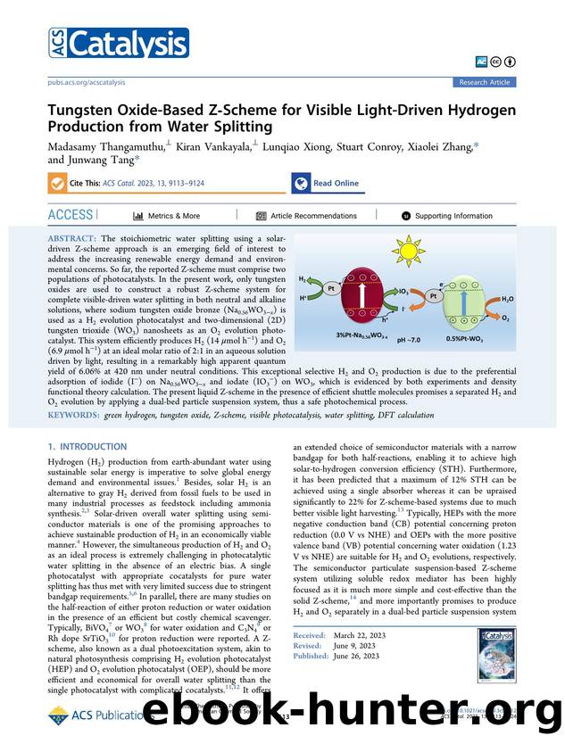 Tungsten Oxide-Based Z-Scheme for Visible Light-Driven Hydrogen Production from Water Splitting by Madasamy Thangamuthu Kiran Vankayala Lunqiao Xiong Stuart Conroy Xiaolei Zhang and Junwang Tang
