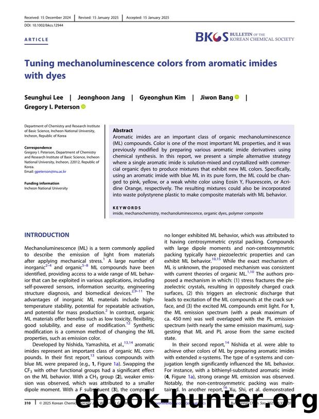 Tuning Mechanoluminescence Colors from Aromatic Imides with Dyes by Unknown