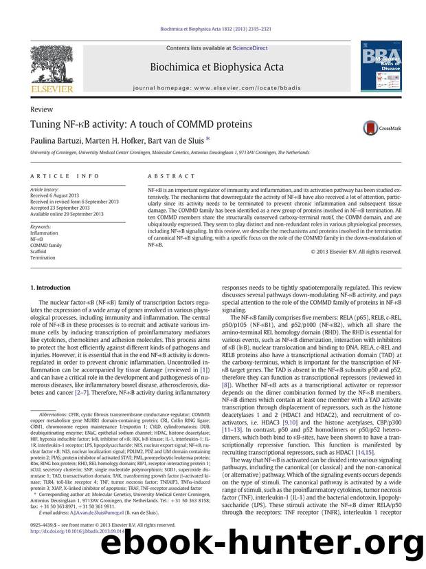 Tuning NF-ÎºB activity: A touch of COMMD proteins by Paulina Bartuzi & Marten H. Hofker & Bart van de Sluis