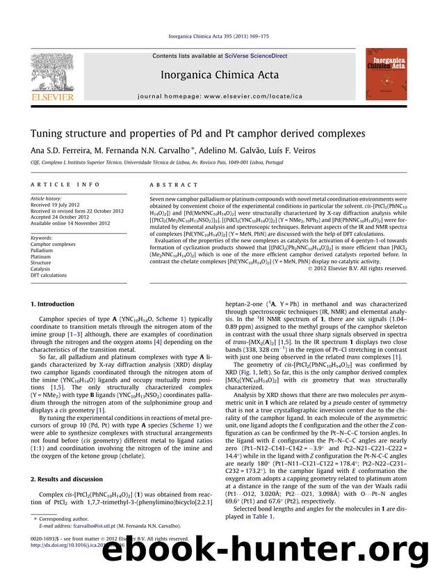 Tuning structure and properties of Pd and Pt camphor derived complexes by Ana S.D. Ferreira & M. Fernanda N.N. Carvalho & Adelino M. Galvão & Luís F. Veiros