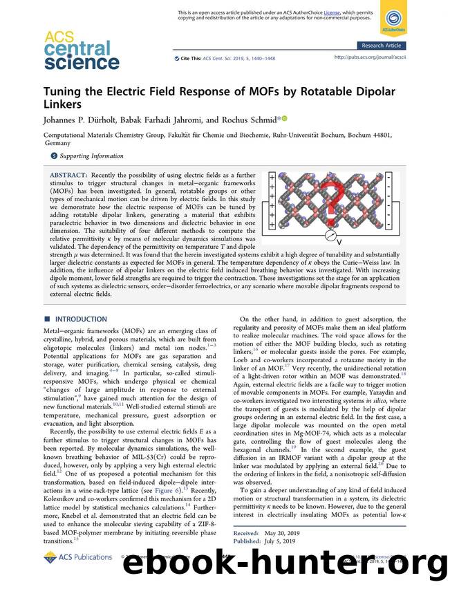 Tuning the Electric Field Response of MOFs by Rotatable Dipolar Linkers by Johannes P. Dürholt & Babak Farhadi Jahromi & Rochus Schmid (ORCID: 0000-0002-1933-3644)