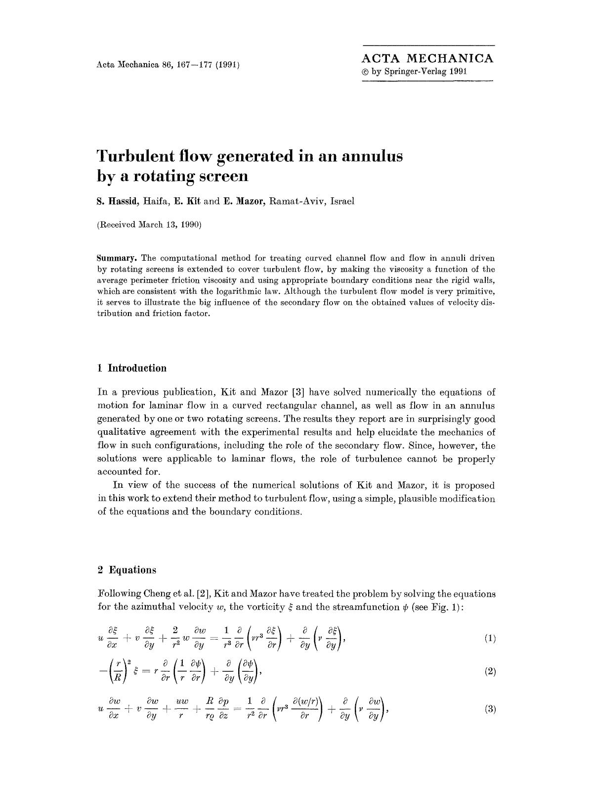 Turbulent flow generated in an annulus by a rotating screen by Unknown