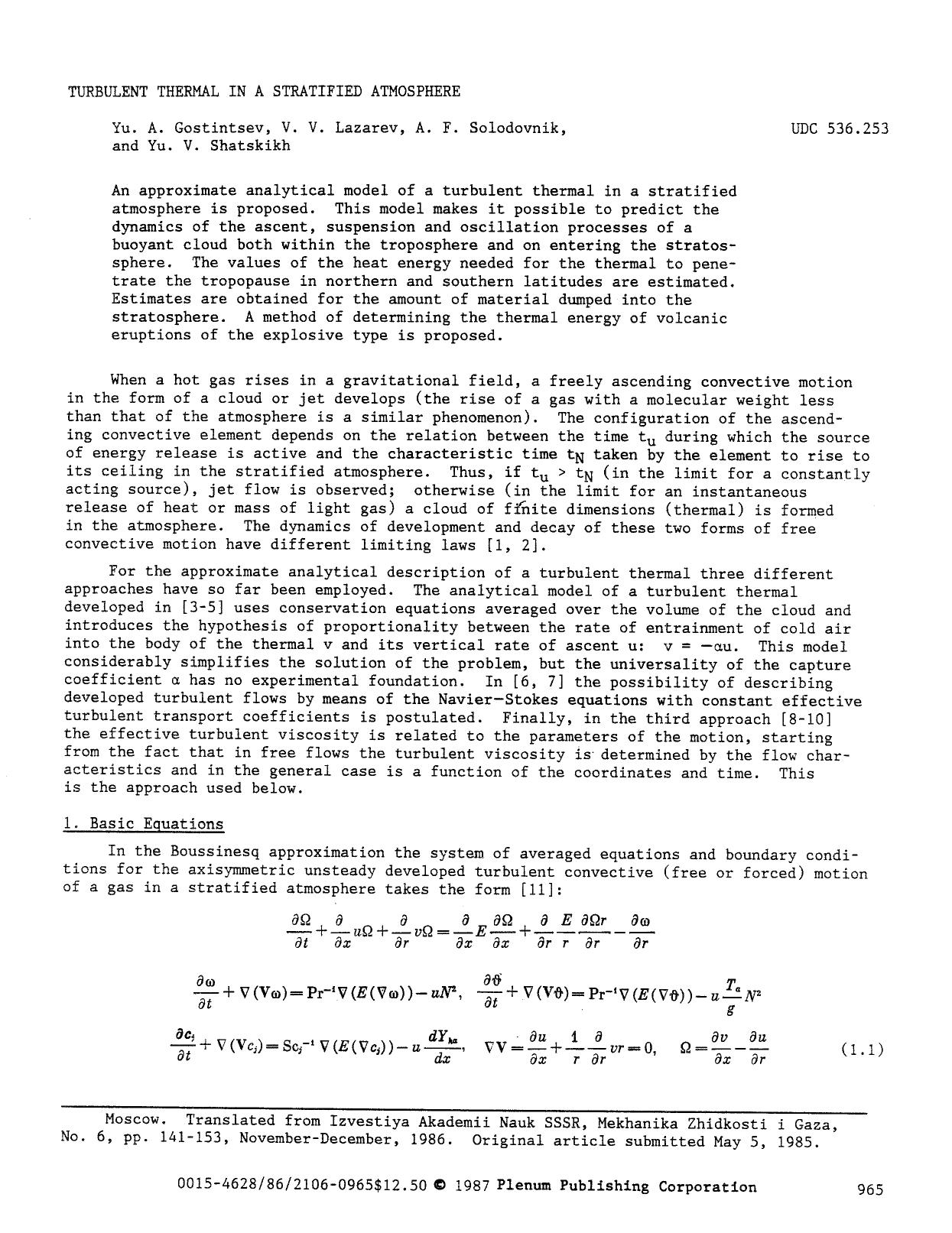 Turbulent thermal in a stratified atmosphere by Unknown