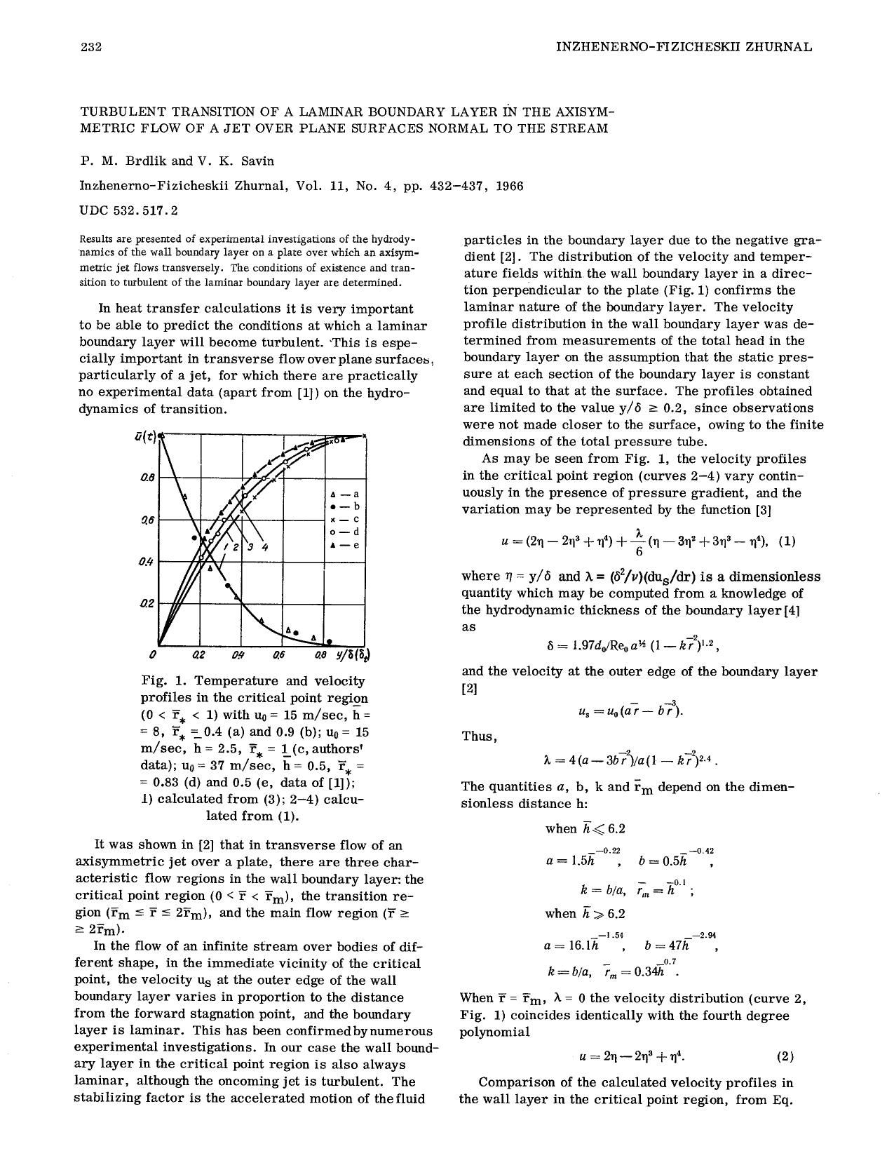 Turbulent transition of a laminar boundary layer in the axisymmetric flow of a jet over plane surfaces normal to the stream by Unknown