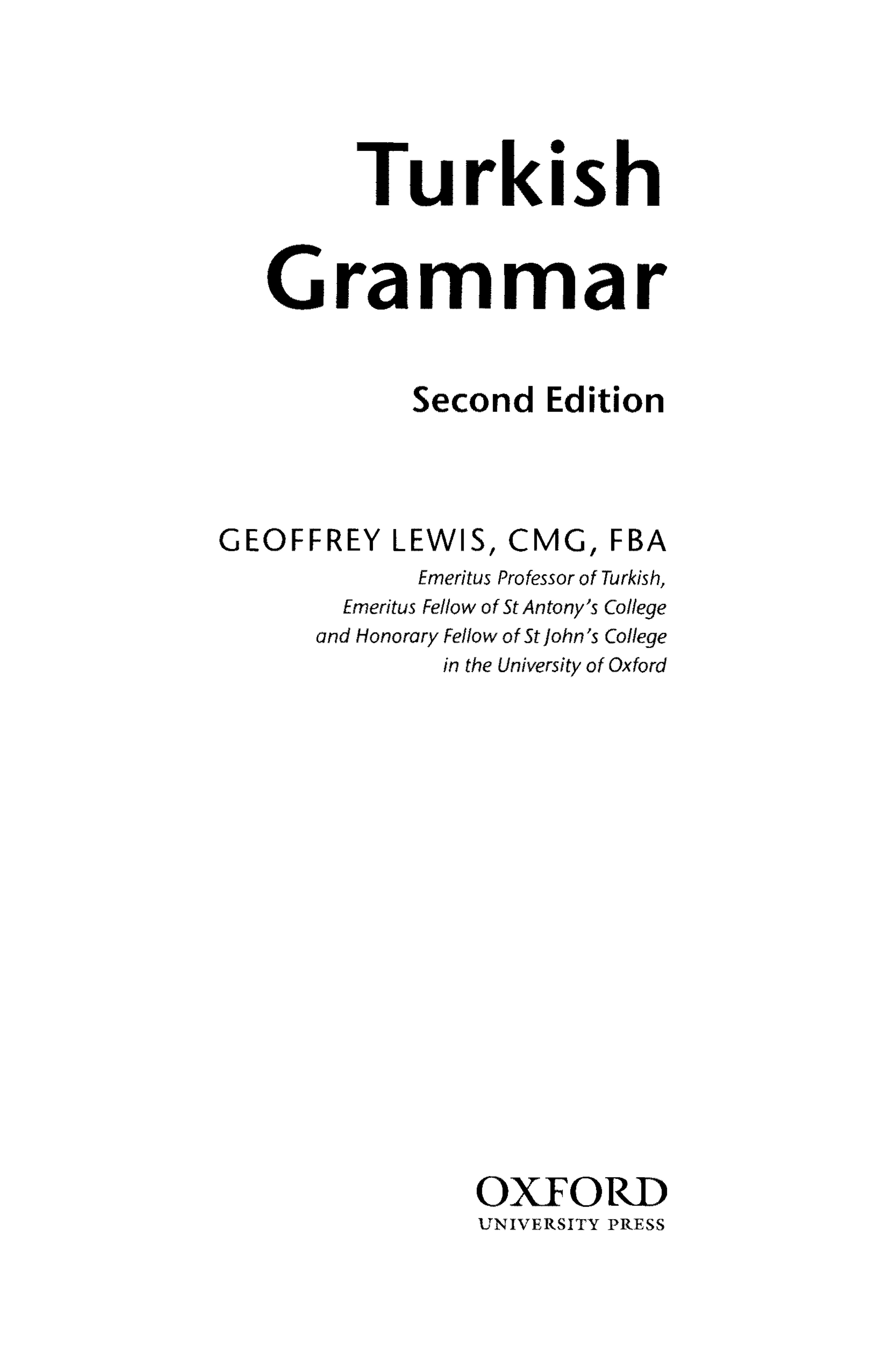 Turkish Grammar by Geoffrey Lewis
