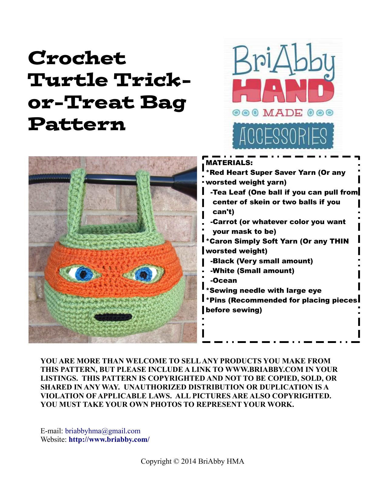 Turtle Trick-or-Treat Bag Pattern by Unknown