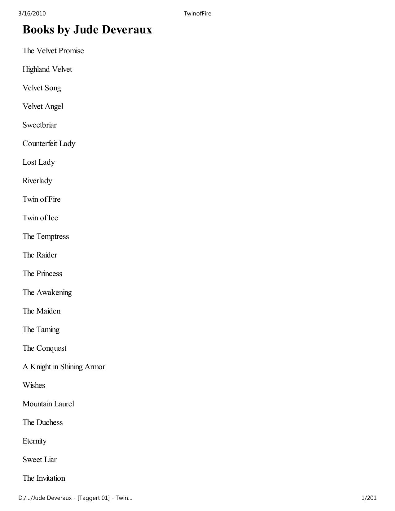 Twin Of Fire by Jude Deveraux