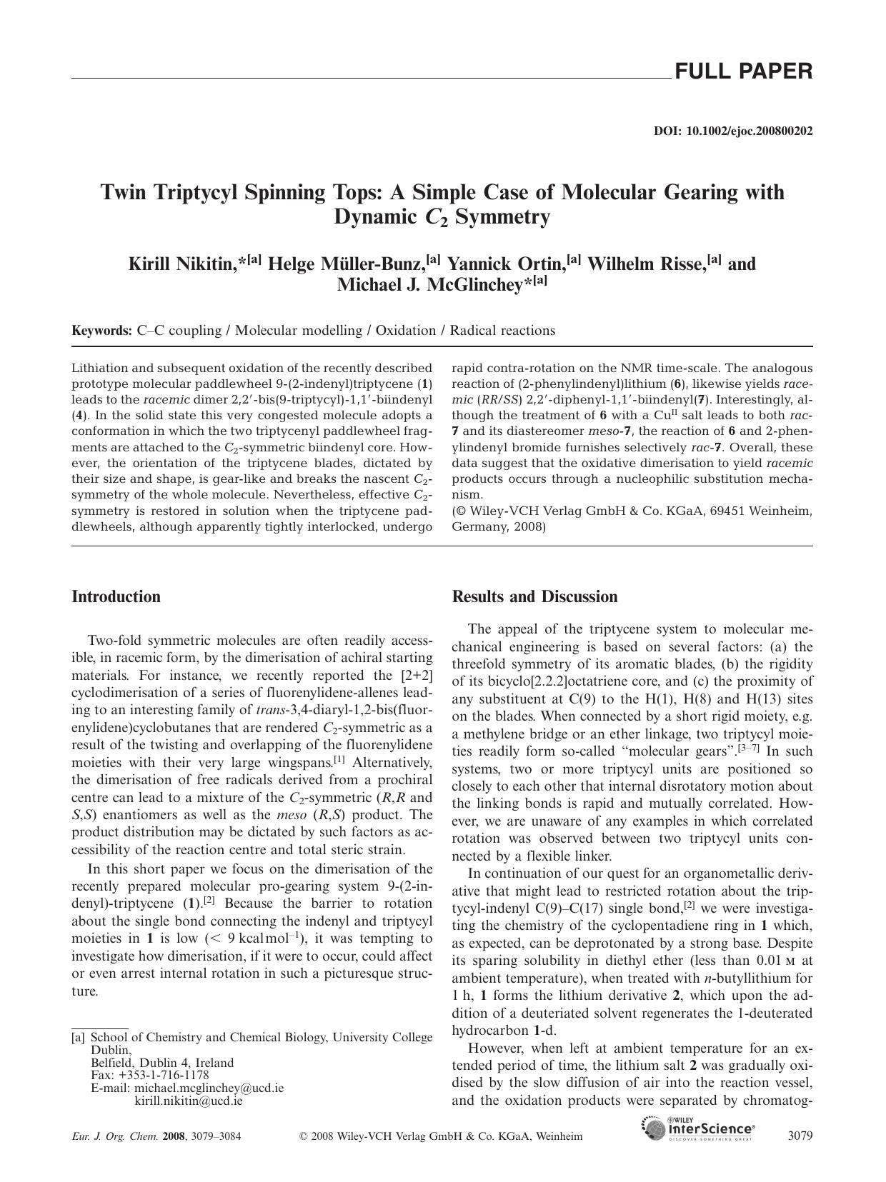 Twin Triptycyl Spinning Tops: A Simple Case of Molecular Gearing with Dynamic C2 Symmetry by Unknown