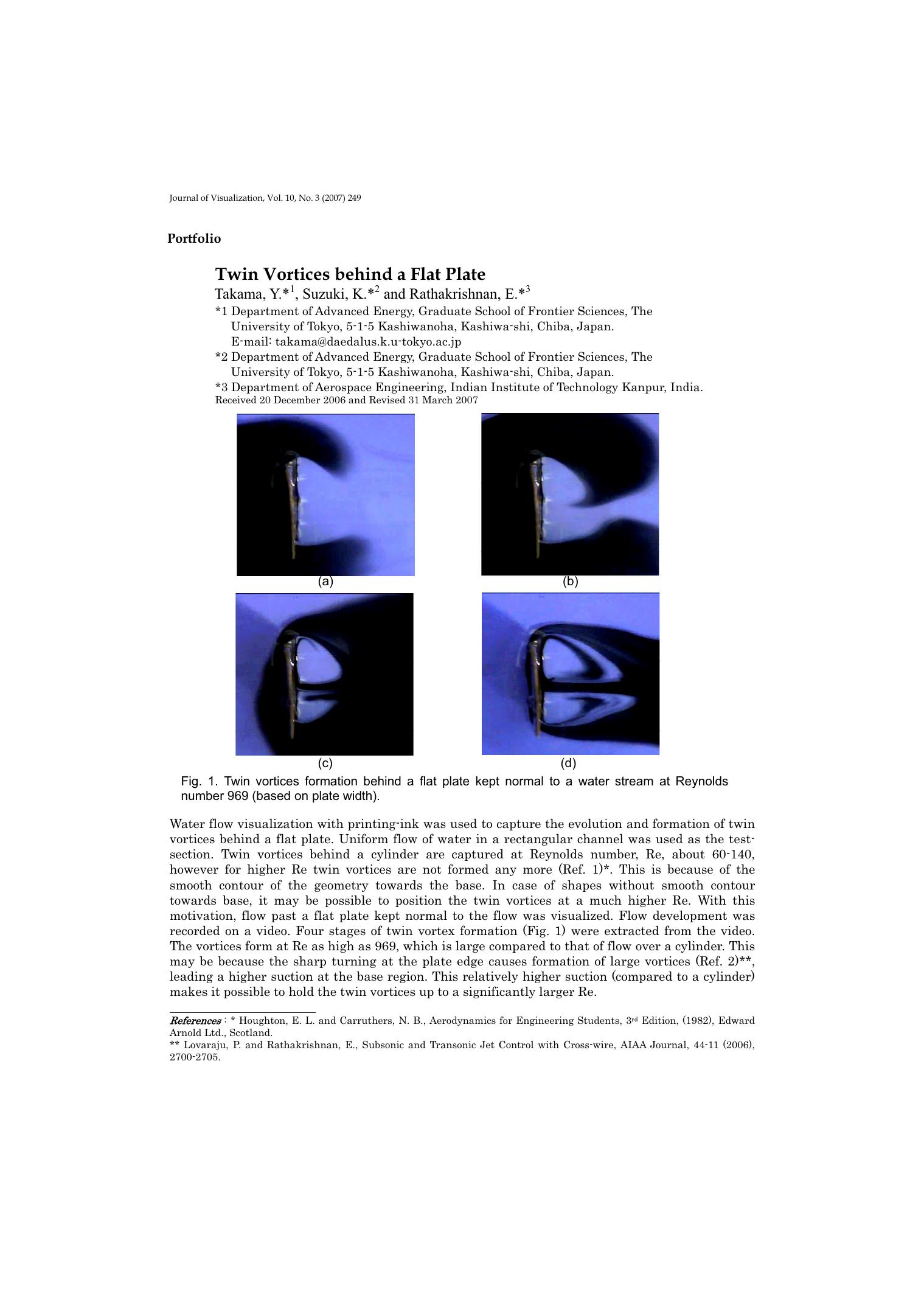 Twin vortices behind a flat plate by Unknown