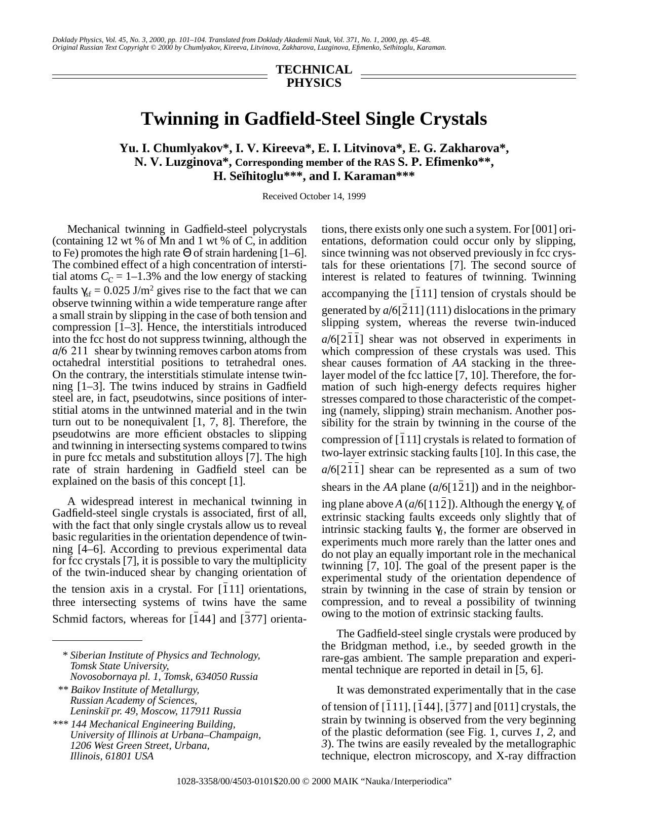 Twinning in Gadfield-steel single crystals by Unknown