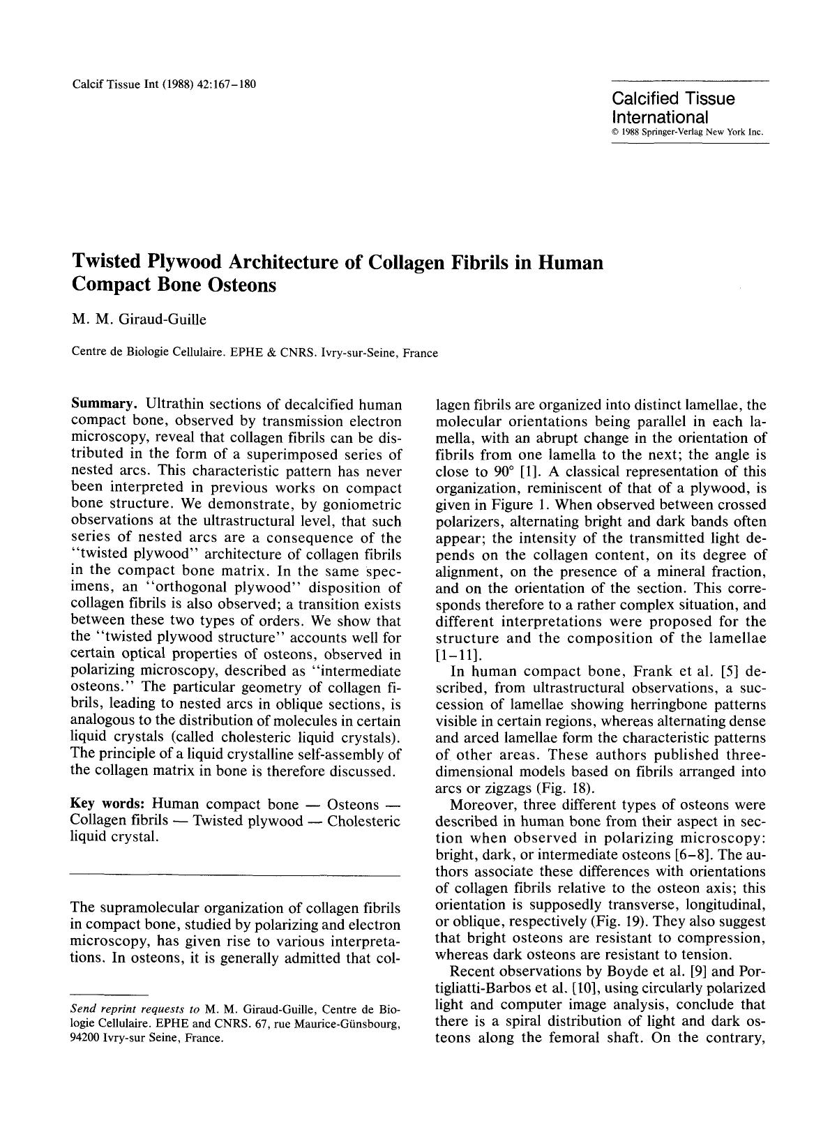 Twisted plywood architecture of collagen fibrils in human compact bone osteons by Unknown