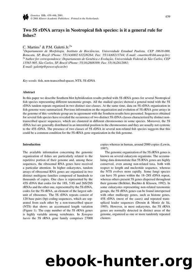 Two 5S rDNA arrays in Neotropical fish species: is it a general rule for fishes? by Unknown