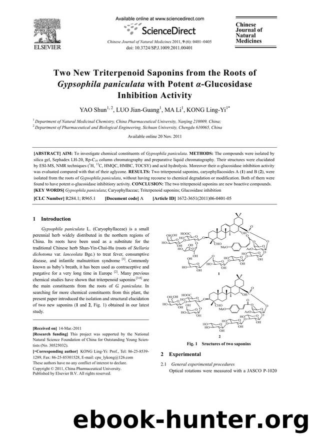 Two New Triterpenoid Saponins from the Roots ofGypsophila paniculata with Potent ÃÂ±-Glucosidase Inhibition Activity by Shun YAO & Jian-Guang LUO & Li MA & Ling-Yi KONG