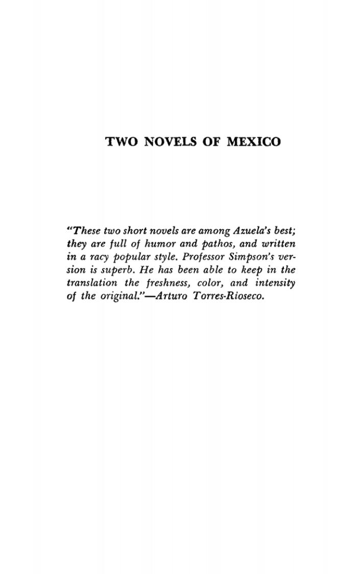 Two Novels of Mexico by Mariano Azuela; Lesley Byrd Simpson