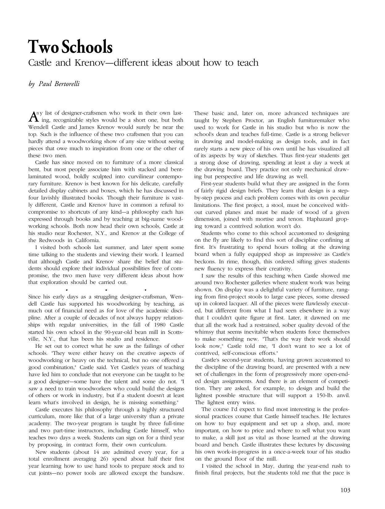 Two Schools by Paul Bertorelli