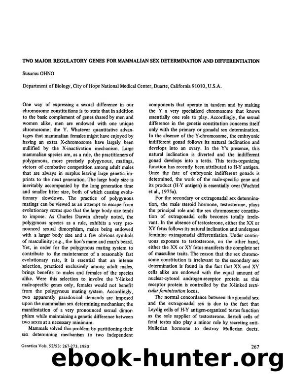 Two major regulatory genes for mammalian sex determination and differentiation by Unknown