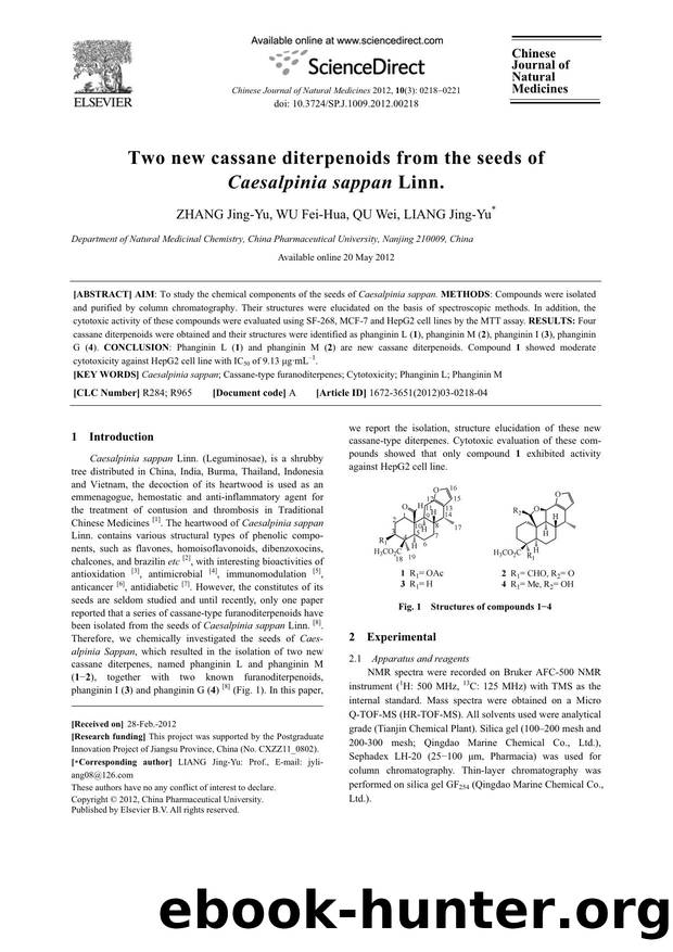 Two new cassane diterpenoids from the seeds of Caesalpinia sappan Linn. by Jing-Yu ZHANG & Fei-Hua WU & Wei QU & Jing-Yu LIANG