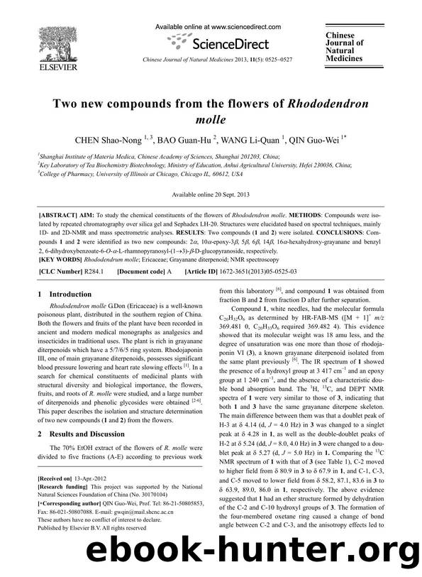 Two new compounds from the flowers of Rhododendron molle by Shao-Nong CHEN & Guan-Hu BAO & Li-Quan WANG & Guo-Wei QIN