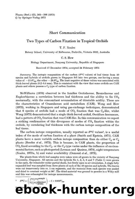 Two types of carbon fixation in tropical orchids by Unknown