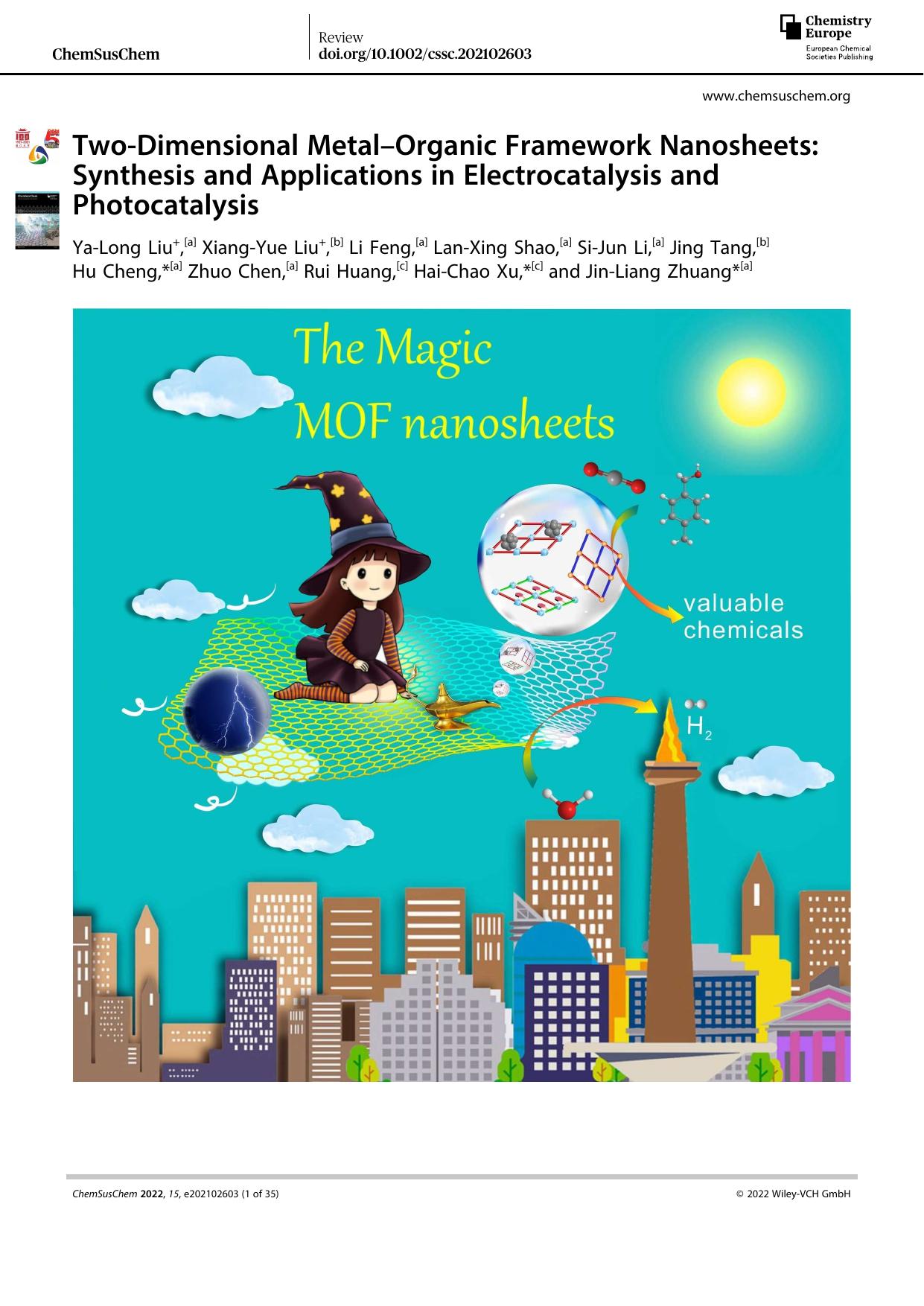 TwoâDimensional MetalâOrganic Framework Nanosheets: Synthesis and Applications in Electrocatalysis and Photocatalysis by Unknown