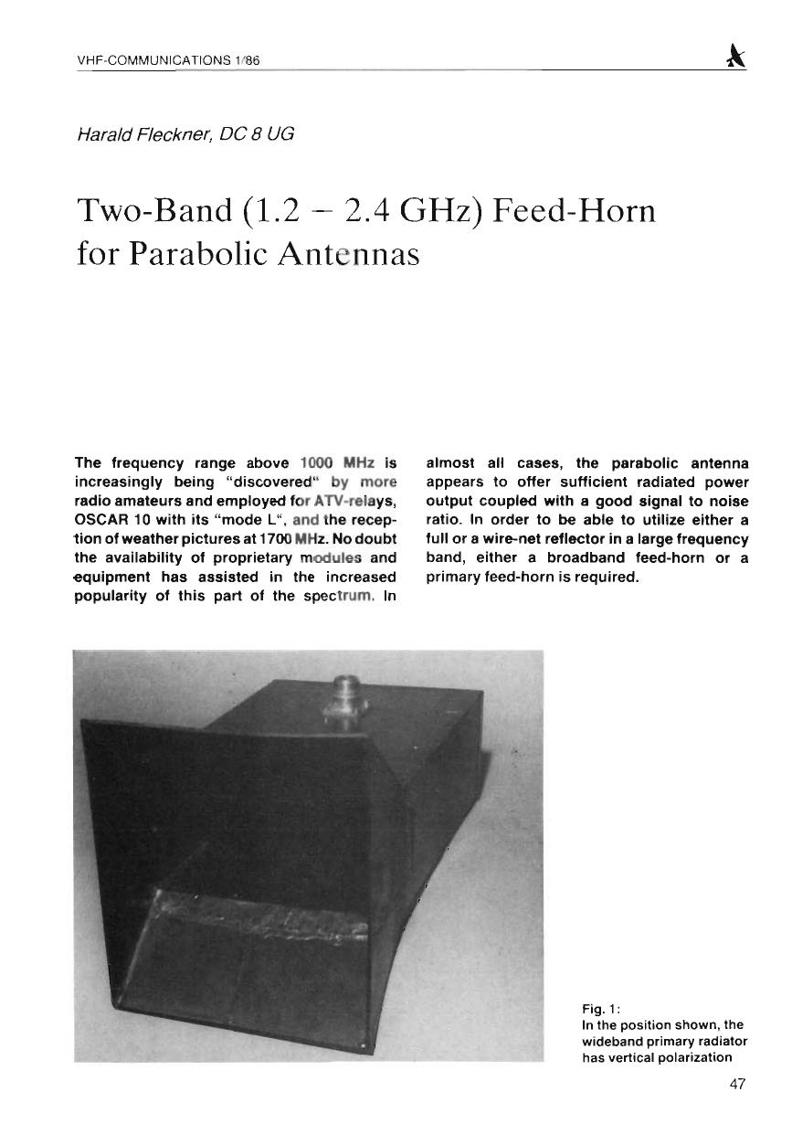 Two-Band 1.2 and 2.4 GHz Feed-Horn for Parabolic Antennas by DC8UG