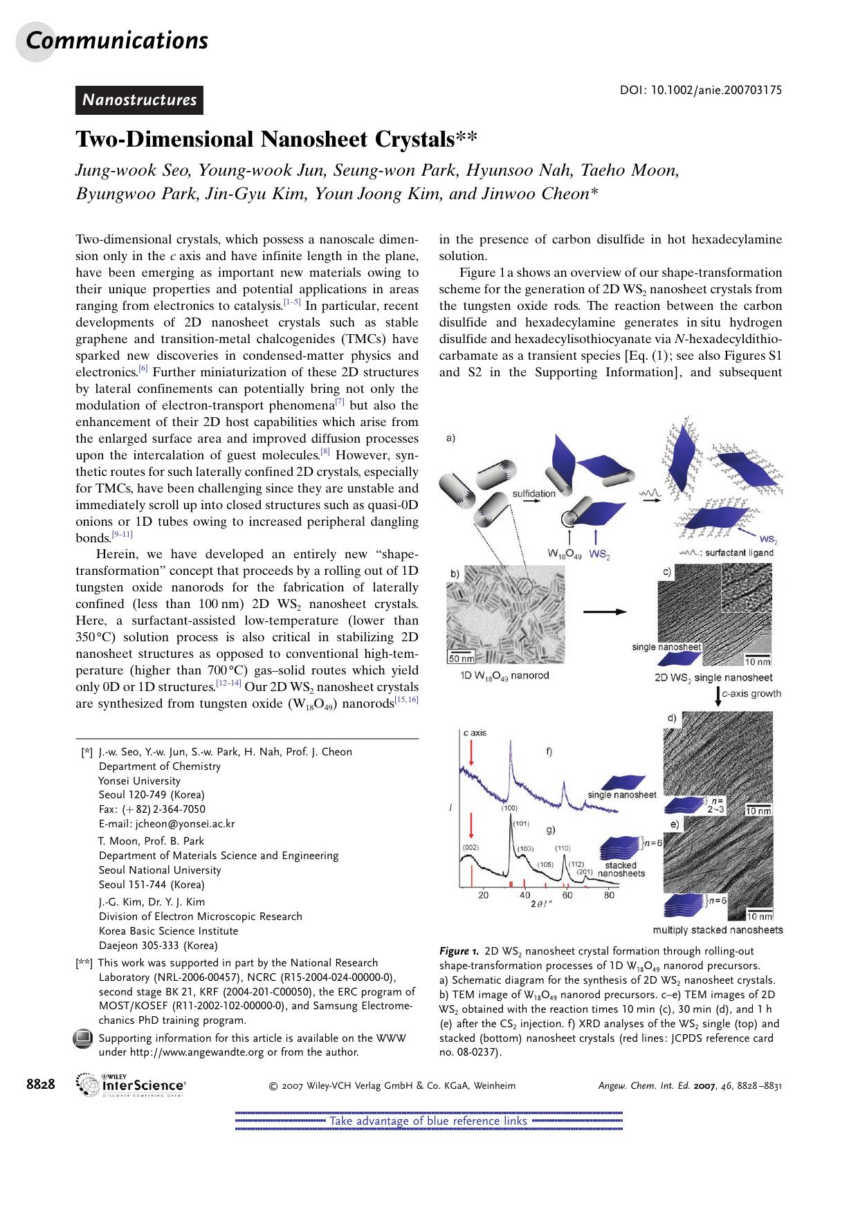 Two-Dimensional Nanosheet Crystals by Unknown