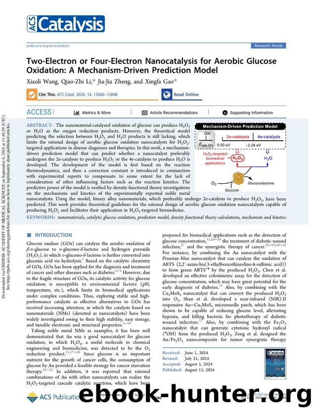 Two-Electron or Four-Electron Nanocatalysis for Aerobic Glucose Oxidation: A Mechanism-Driven Prediction Model by Xiaoli Wang Qiao-Zhi Li Jia-Jia Zheng & Xingfa Gao