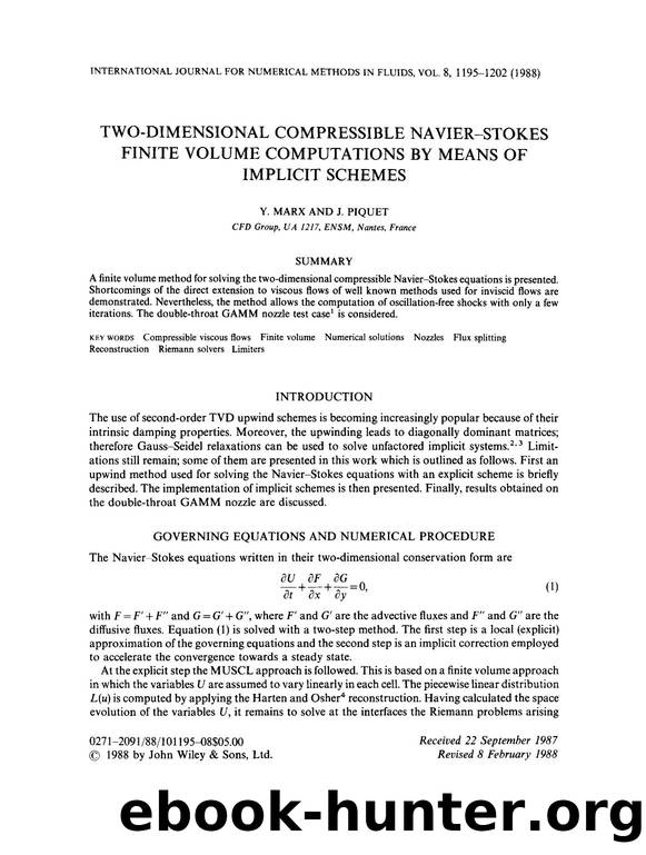Two-dimensional compressible Navier-Stokes finite volume computations by means of implicit schemes by Unknown