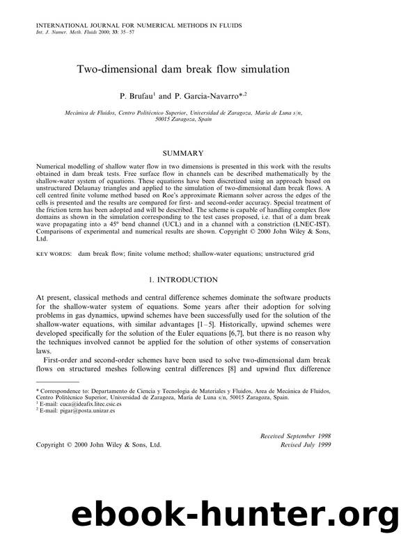 Two-dimensional dam break flow simulation by Unknown