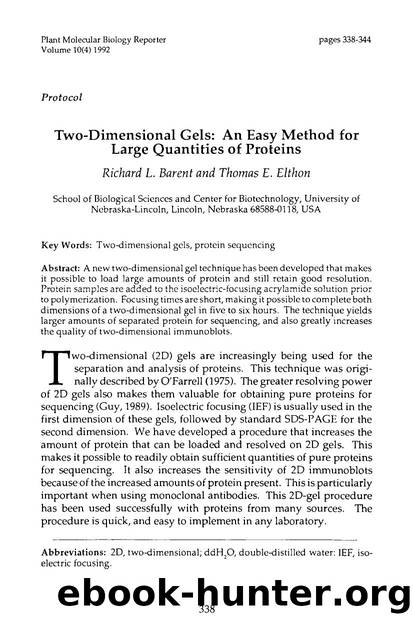 Two-dimensional gels: An easy method for large quantities of proteins by Unknown