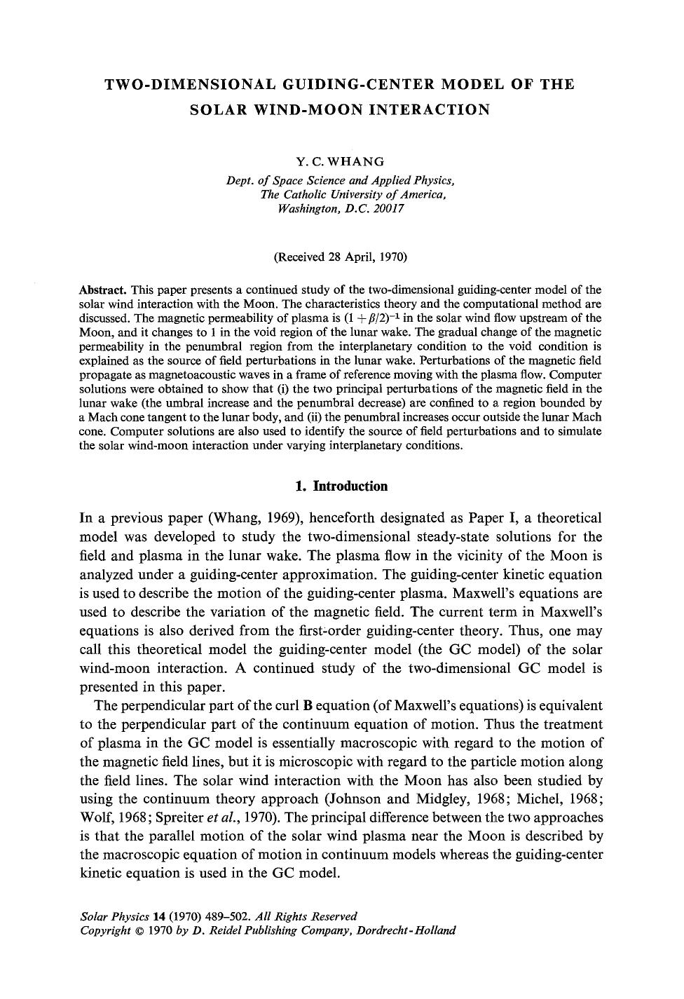 Two-dimensional guiding-center model of the solar wind-moon interaction by Unknown