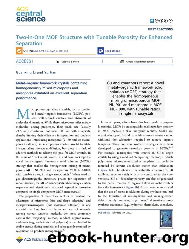 Two-in-One MOF Structure with Tunable Porosity for Enhanced Separation by Guanxing Li & Yu Han (ORCID: g/0000-0003-1462-1118)