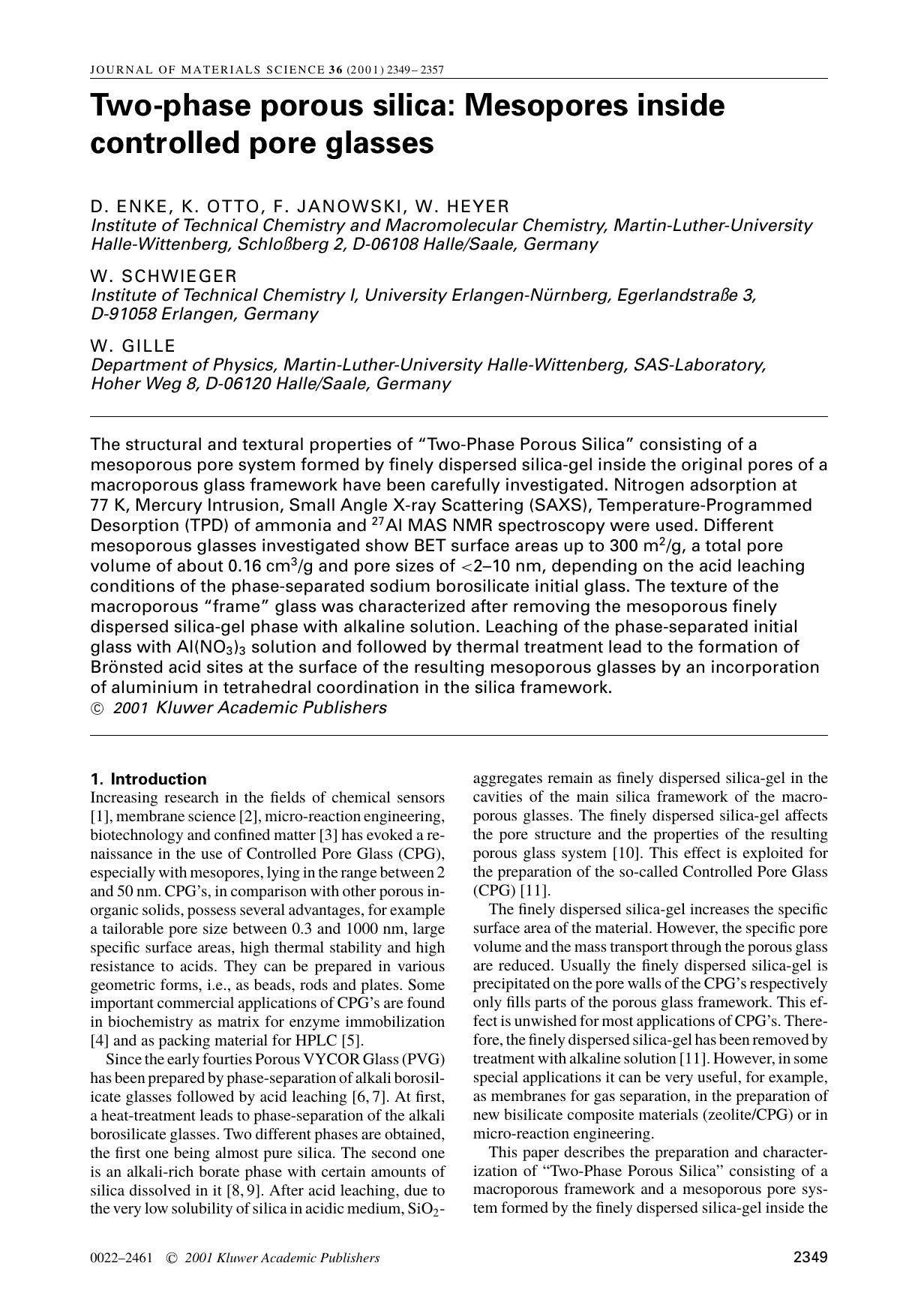 Two-phase porous silica: Mesopores inside controlled pore glasses by Unknown